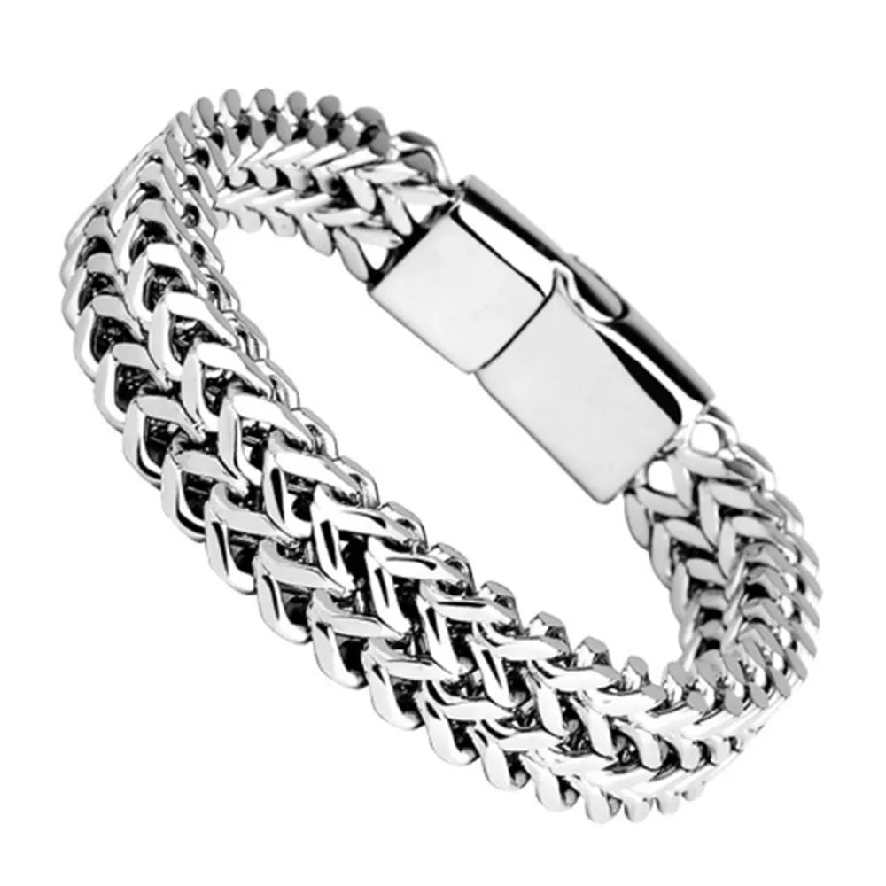 Stainless Steel Braided Double Row Fish Scale Bracelet - Bracelets Express