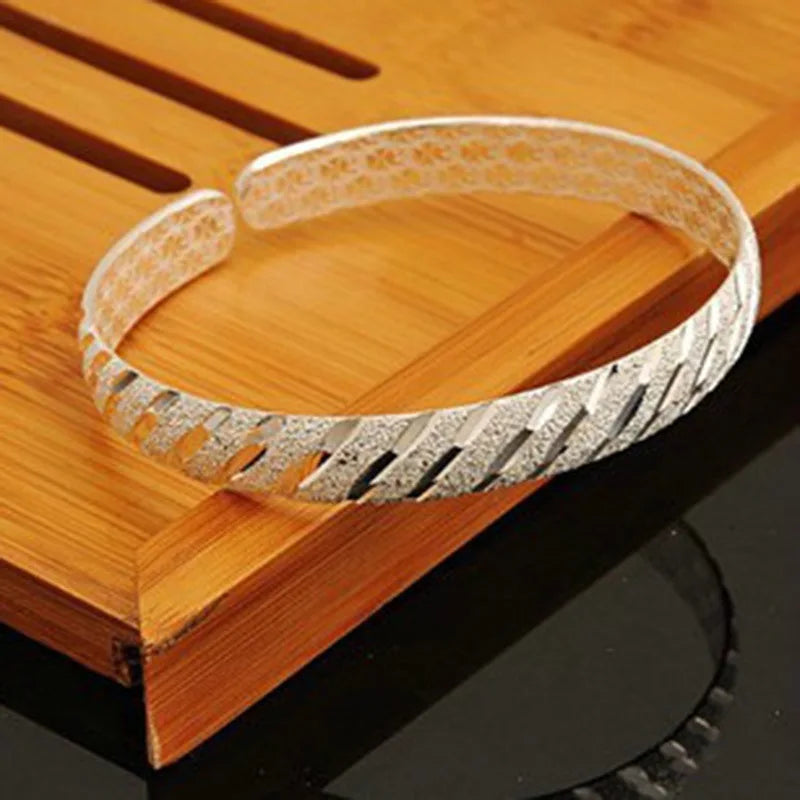 925 Sterling Silver Diagonal Cuff Bracelet