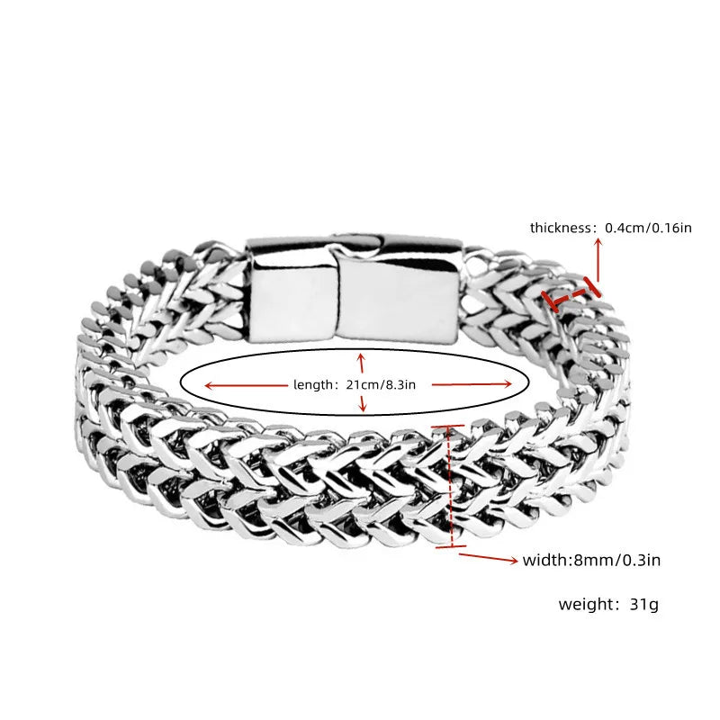 Stainless Steel Braided Double Row Fish Scale Bracelet - Bracelets Express