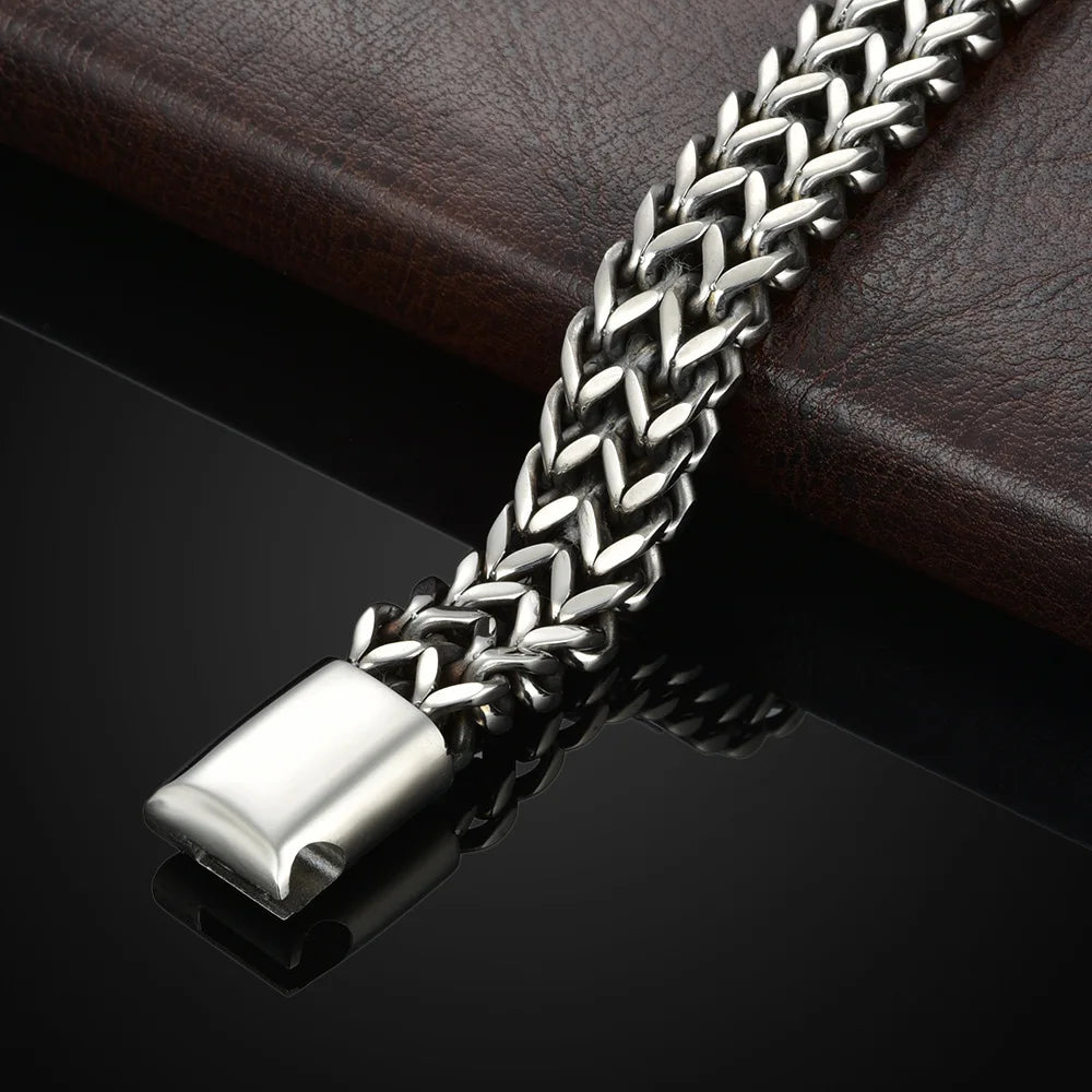 Stainless Steel Braided Double Row Fish Scale Bracelet - Bracelets Express