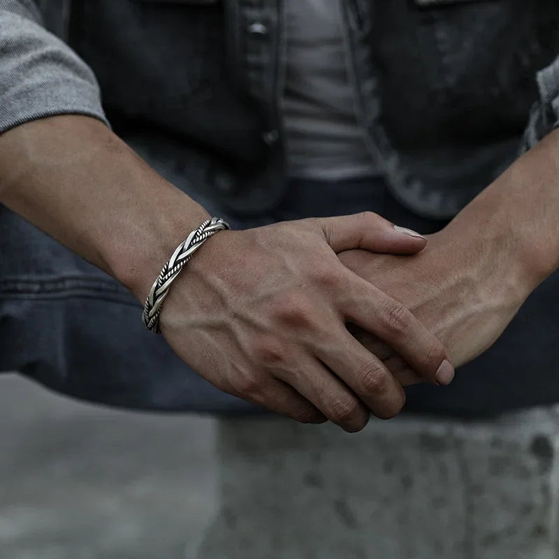 S925 Sterling Silver Twisted Woven Bracelet - Bracelets Express