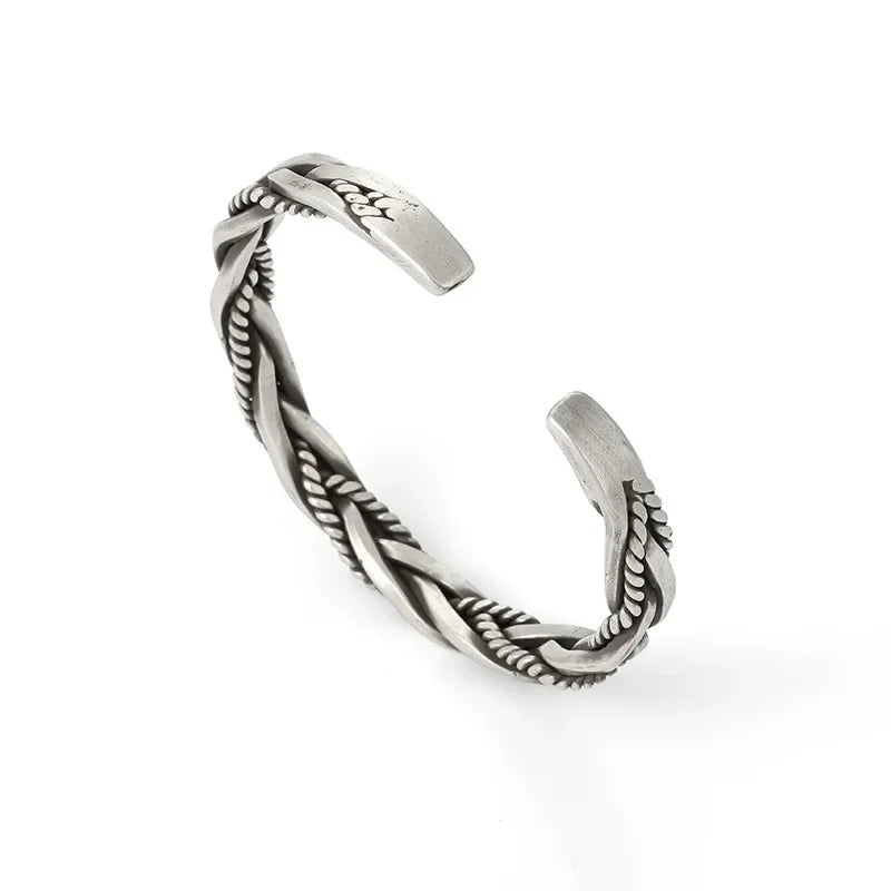 S925 Sterling Silver Twisted Woven Bracelet - Bracelets Express