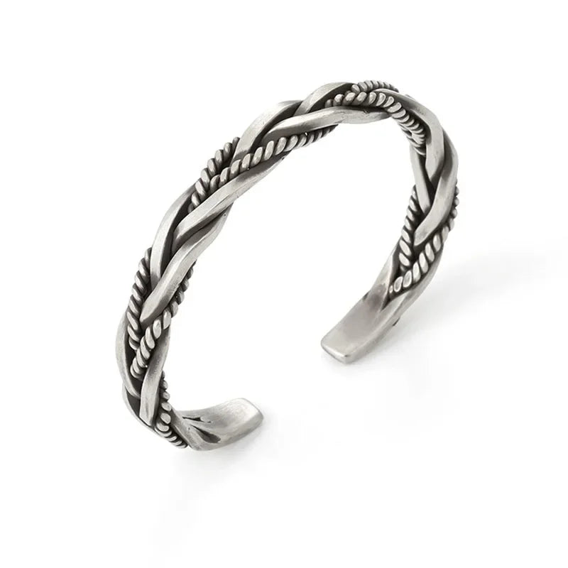 S925 Sterling Silver Twisted Woven Bracelet - Bracelets Express