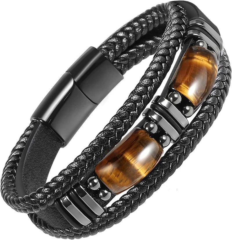 Faux Leather Tiger Eye Bracelet