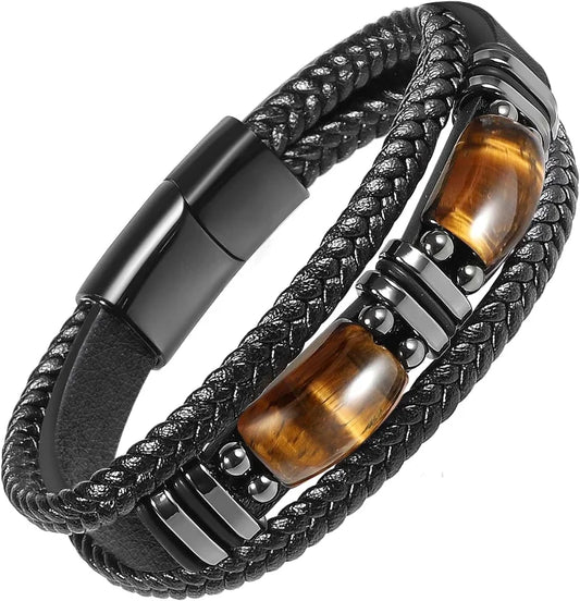 Faux Leather Tiger Eye Bracelet