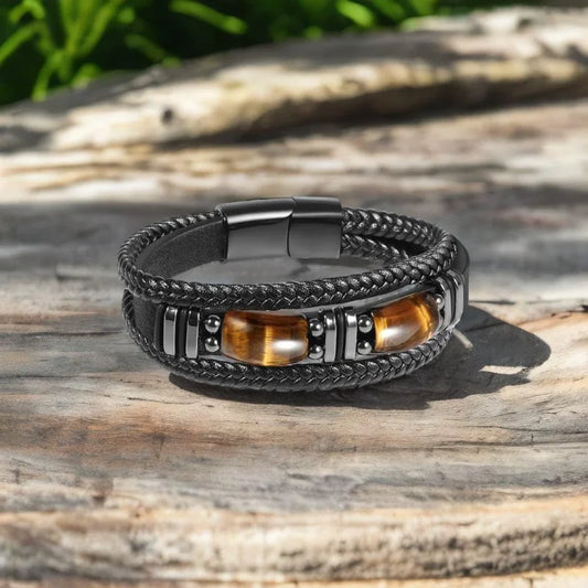 Faux Leather Tiger Eye Bracelet