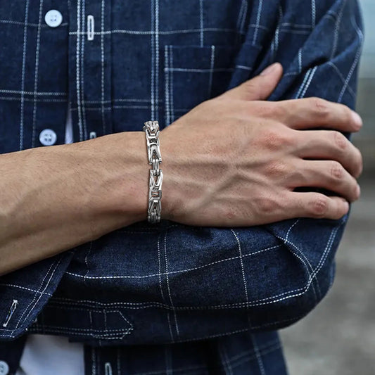 Stainless Steel Chunky Byzantine Bracelet - Bracelets Express