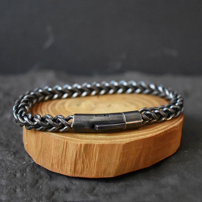 Titanium Steel Vintage Black Cuban Chain Bracelet - Bracelets Express