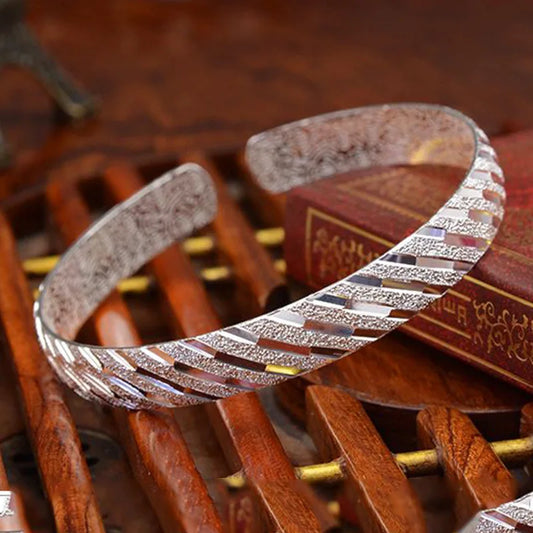 925 Sterling Silver Diagonal Cuff Bracelet