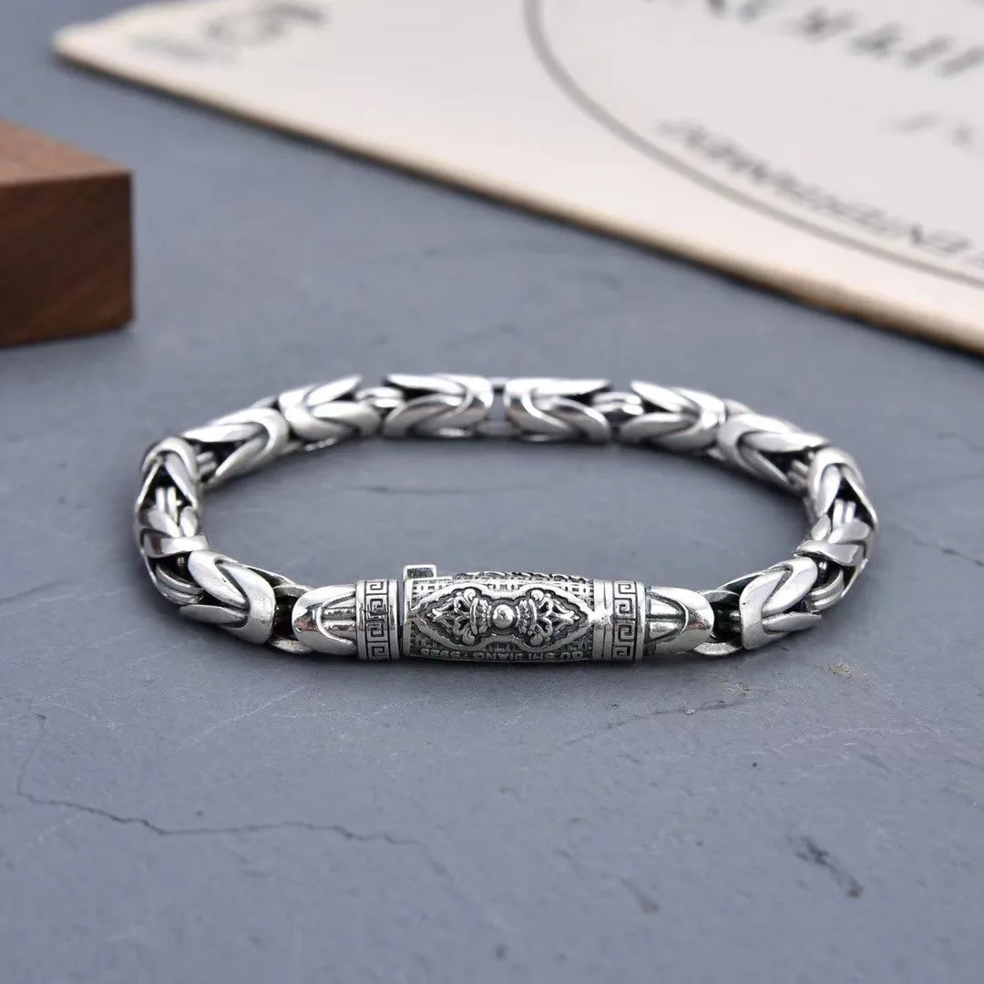 S925 Sterling Silver Retro Bamboo Bracelet