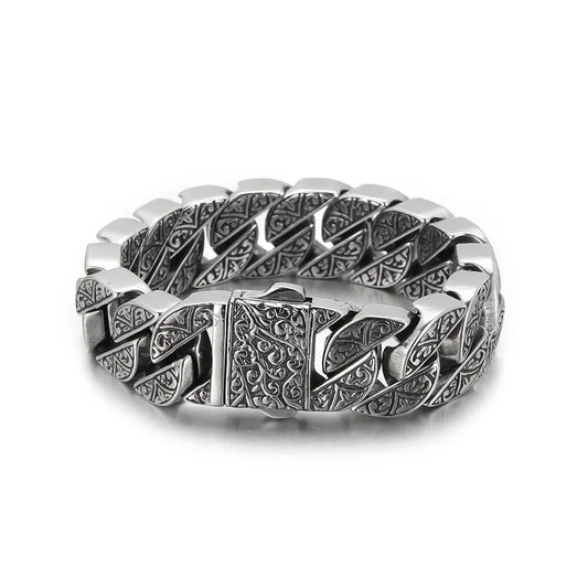 Titanium Steel Carved Pattern Totem Retro Bracelet