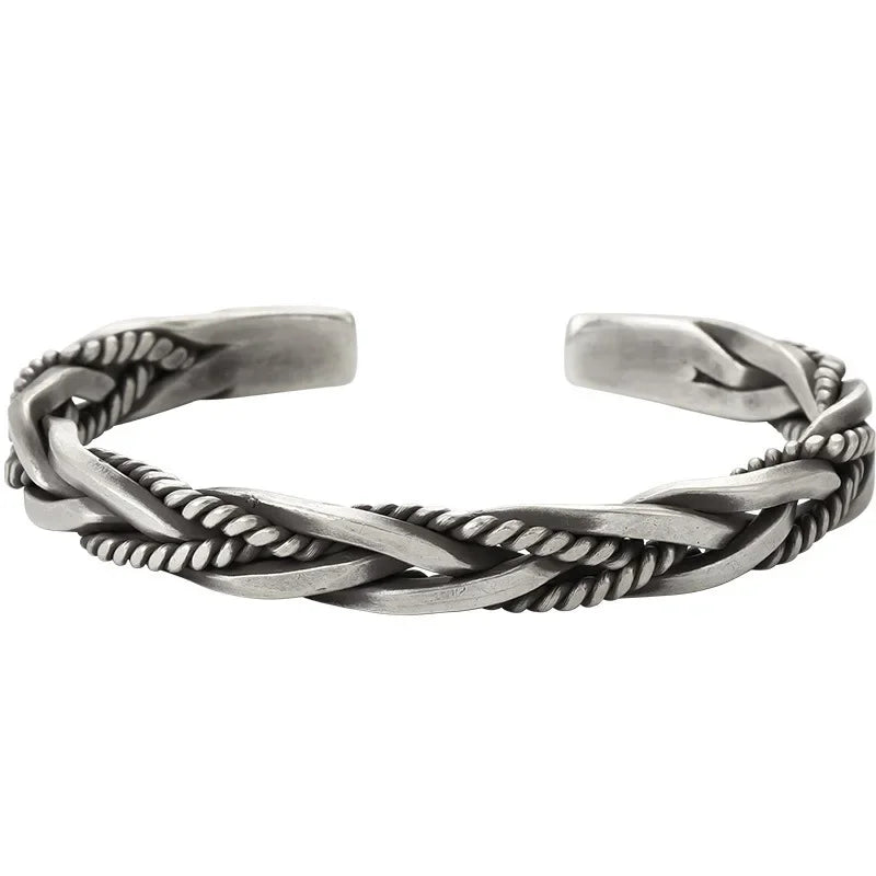 S925 Sterling Silver Twisted Woven Bracelet - Bracelets Express