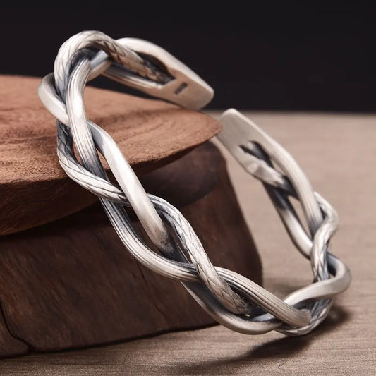 925 Sterling Silver Retro Twist Bracelet - Bracelets Express