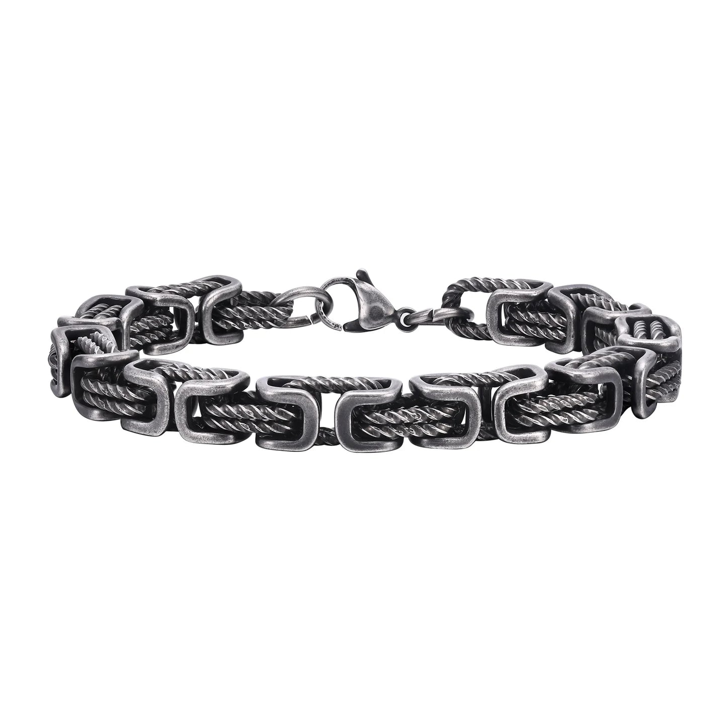 Stainless Steel Geometric Chunky Byzantine Bracelet